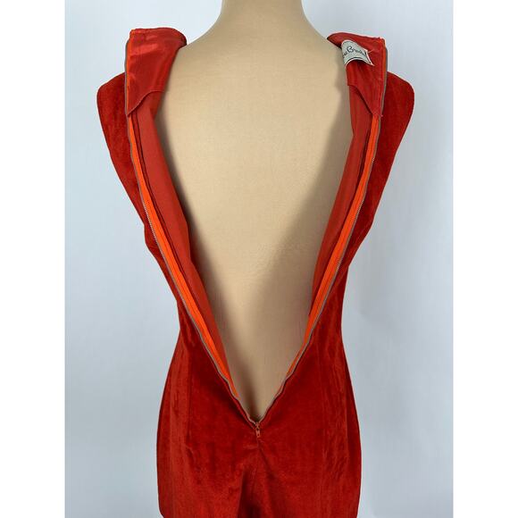 Vintage 60s Mod Go Go Red Orange Suede Romper Playsuit Size Small Medium - Picture 7 of 16